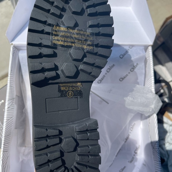 💜 Chase & Chloe White Combat Boots - Picture 4 of 6